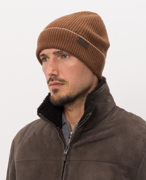 Canali Коричневая шапка из шерсти и кашемира MK02552B0043