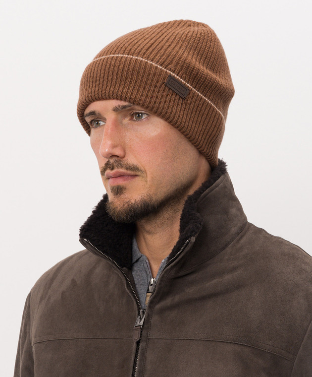 Canali Коричневая шапка из шерсти и кашемира MK02552B0043 изображение 2