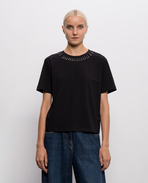 Twinset Черная футболка с кристаллами 262AP2480