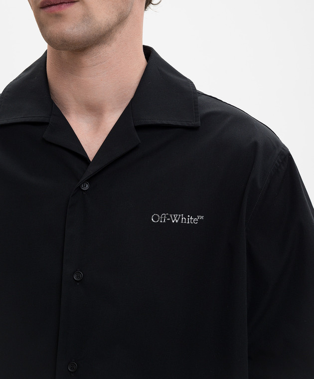 Off-White Черная рубашка с логотипом Metal Arrow 44XGG01FS26F003 изображение 5