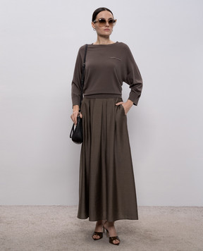 Peserico Коричневий джемпер з вовни з ланцюжком моніль A99060F18K09169