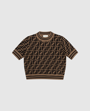 Fendi Детский коричневый топ в брендовый узор FF JFG069AEYD6