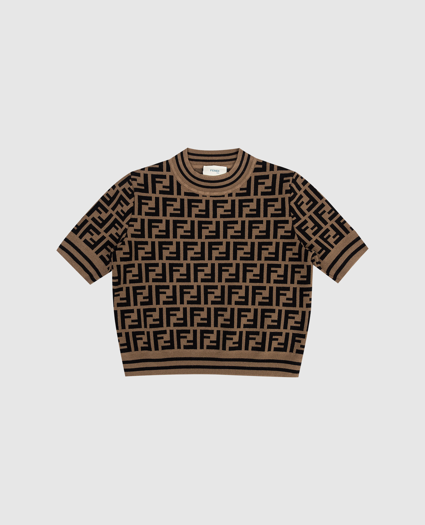 

Детский коричневый топ в брендовый узор FF, Топы