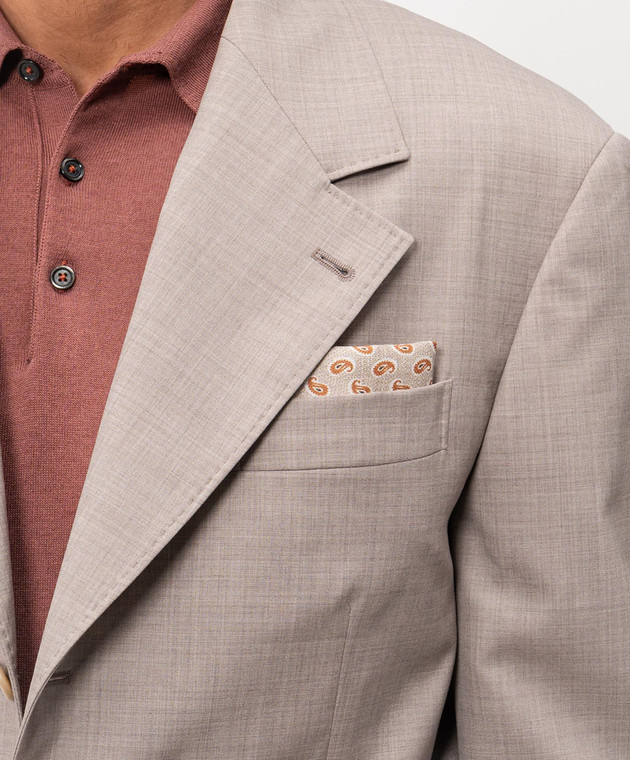 Pini Parma Двухсторонний бежевый платок-паше из шелка 60593702 изображение 2