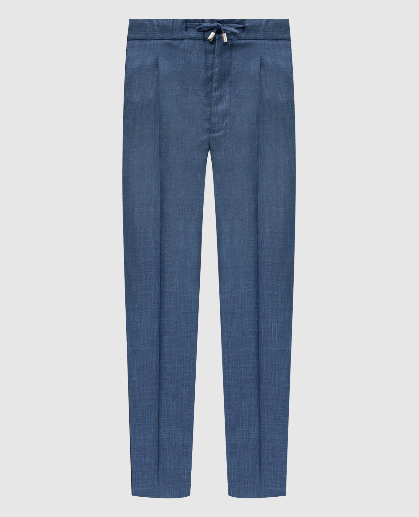 

Синие брюки из шерсти, шелка и льна, Синий, Зауженные брюки