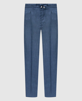 Enrico Mandelli Синие брюки из шерсти, шелка и льна GYM02B5315