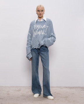 SSHEENA Голубой свитер Konfetto с прорехами в узор 26SSKONFETTOFS26001