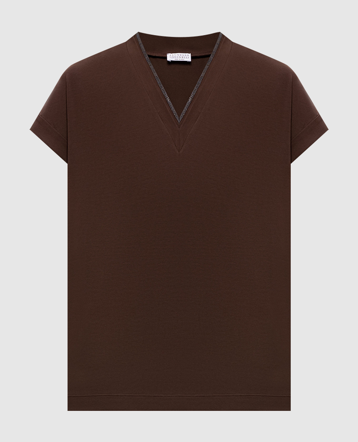 Коричневая футболка с цепочкой мониль