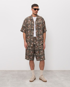 Iceberg Шорти кольору хакі в брендовий принт D1005292