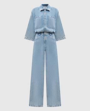 Solotre Блакитний джинсовий комбінезон з ефектом потертості M1AB0166