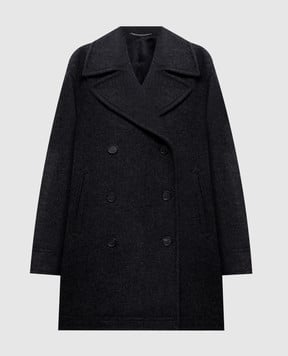 Magda Butrym Сіре двоборте пальто з вовни та шовку JACKET06155925