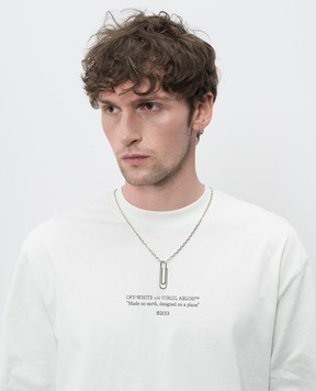 Off-White Сріблястий ланцюжок з підвіскою Paperclip OMOB169S26MET001