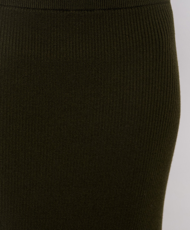 Victoria Beckham Зеленая юбка с шерстью мериноса в рубчик 1426KSK007725A изображение 5