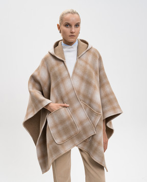 Woolrich Бежевое пончо с шерстью в клеточку CFWWAC2017FRUT5147