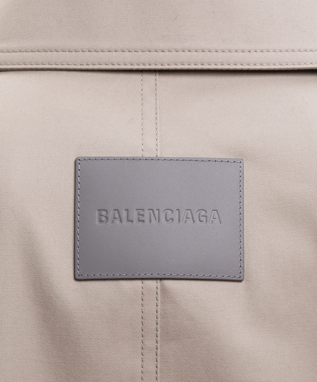 Balenciaga Бежевый тренч с патчем логотипа 872299TKP07 изображение 5
