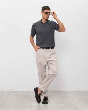 Brunello Cucinelli Серая футболка в рубчик M29400015