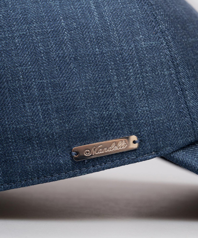 Enrico Mandelli Синяя кепка из шерсти, шелка и льна CAP4015315 изображение 4