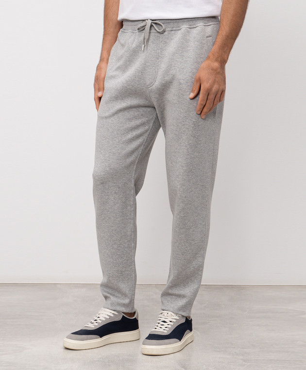 Brunello Cucinelli Серые меланжевые спортивные штаны MM8313243G изображение 3
