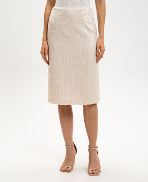 Twinset Бежева твідова спідниця з паєтками 261TP2623
