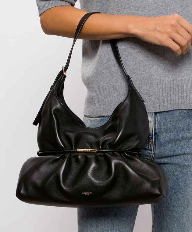 Balmain Чорна шкіряна сумка SPHYNX HN0DB094LNPH зображення 2