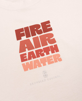 Brunello Cucinelli Дитяча бежева футболка з принтом B0T81T485B