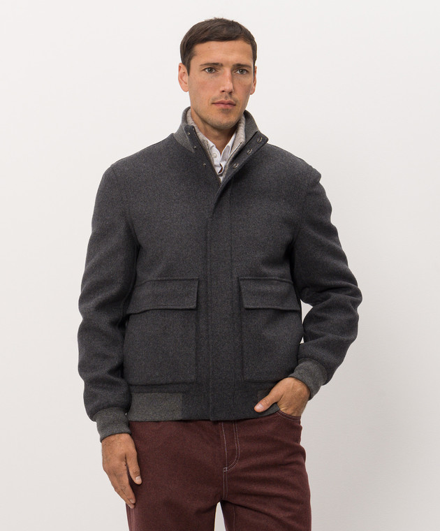 Brunello Cucinelli Сіра куртка з вовни та кашеміру MV4659808 зображення 3