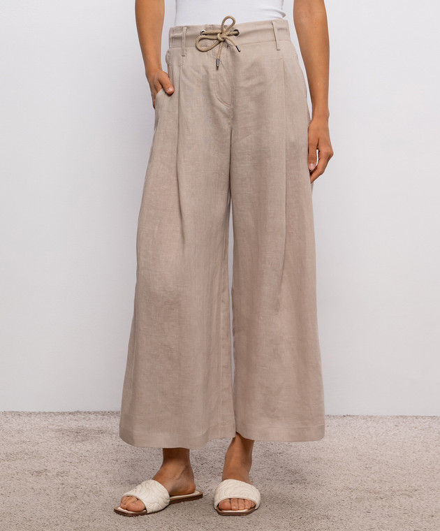 Brunello Cucinelli Бежевые брюки из льна MP698EL189 изображение 3