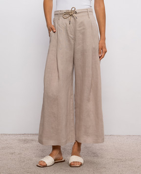 Brunello Cucinelli Бежевые брюки из льна MP698EL189
