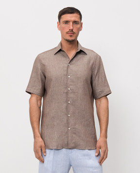 Castangia dal 1850 Коричнева сорочка з льону PDAMOD11S26