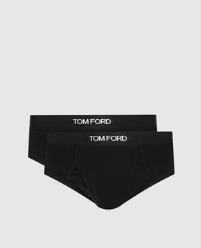 Tom Ford Набор черных трусов-брифов с узором логотипа T4XC11040