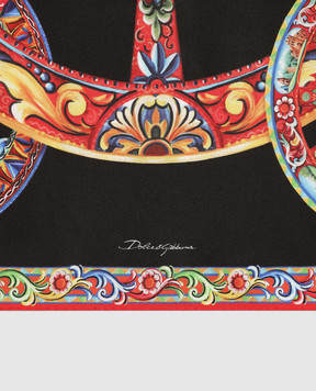 Dolce&Gabbana Черный платок из шелка в брендовый принт FN090RGDDU5
