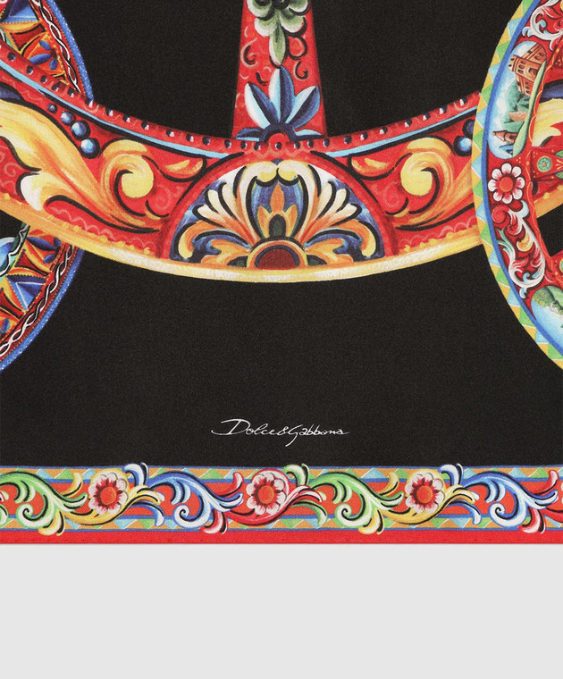 Dolce&Gabbana Чорна хустка із шовку в брендовий принт FN090RGDDU5 зображення 3