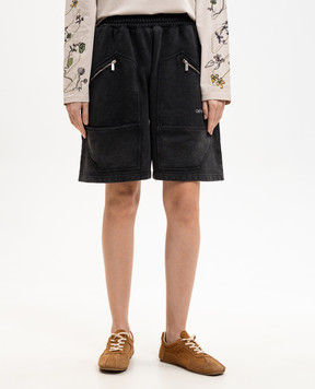 Off-White Чорні шорти з принтом логотипа 2CI006S26FLE001