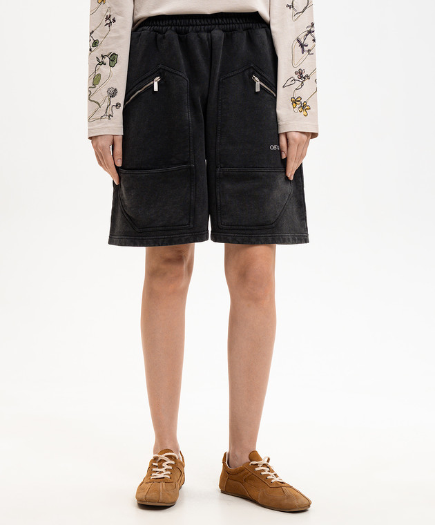 Off-White Чорні шорти з принтом логотипа 2CI006S26FLE001 зображення 3