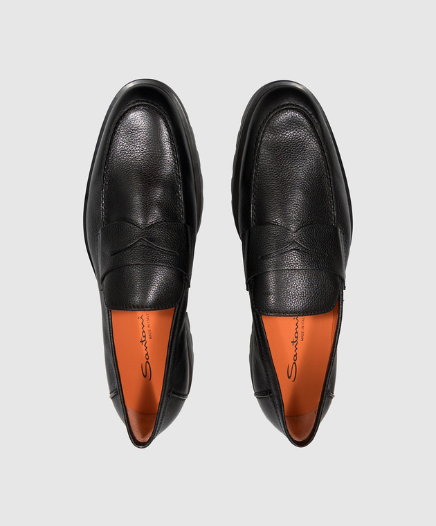 Santoni Черные кожаные лоферы MGDG18610NEOGHAS изображение 4