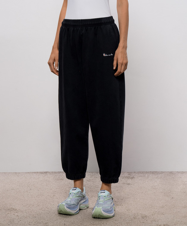 Vetements Чорні джогери з вишивкою логотипа MH27SP228B зображення 3