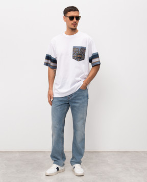 Dolce&Gabbana Біла футболка із шовком з принтом G8SB2TG7PZK