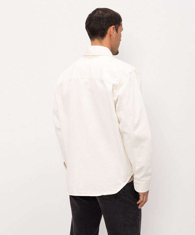 Ami Paris Джинсова сорочка кольору айворі з аплікацією емблеми UJK897DE0126m зображення 4