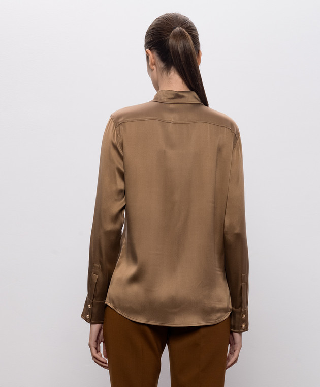 Max Mara Коричневая блуза XERO из шелка MSTXERO изображение 4