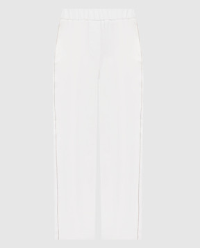 Peserico Білі штани з льону з ланцюжком моніль A0407202606