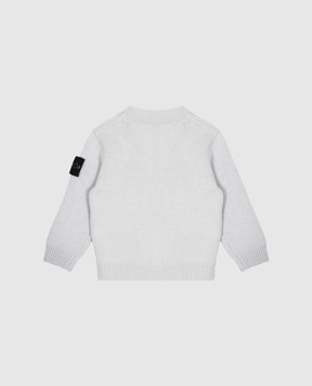 Stone Island Детский голубой комплект из кардигана, шапки и пледа с шерстью и кашемиром L2S16M200001S0M10