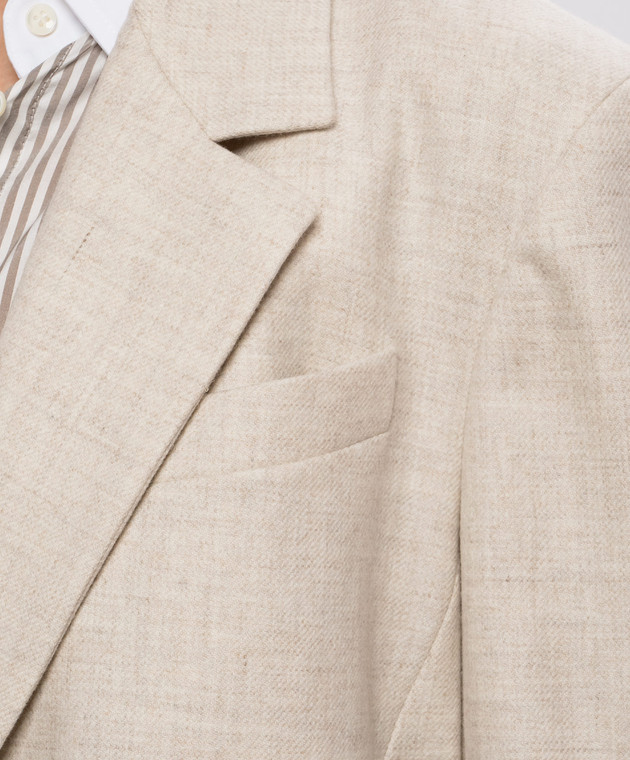 Brunello Cucinelli Бежевый жакет из шерсти и кашемира MB1627645 изображение 5