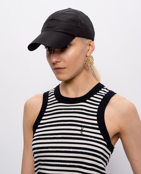 Saint Laurent Чорна кепка з вишивкою логотипа 8698213YU00