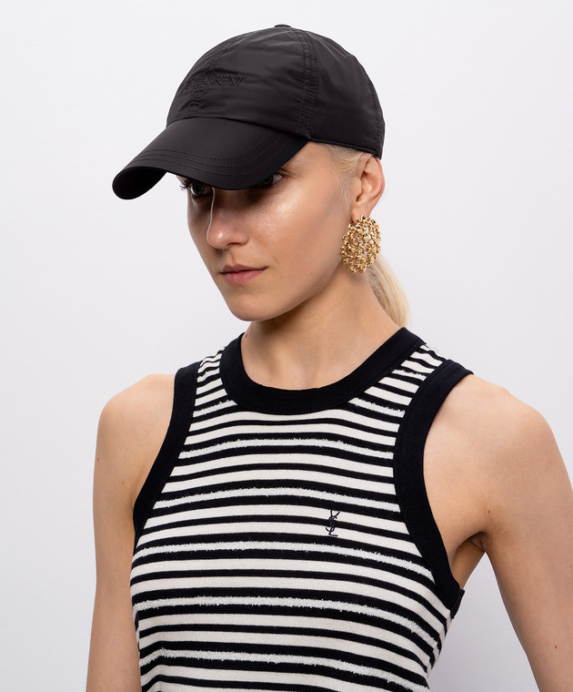 Saint Laurent Чорна кепка з вишивкою логотипа 8698213YU00 зображення 2