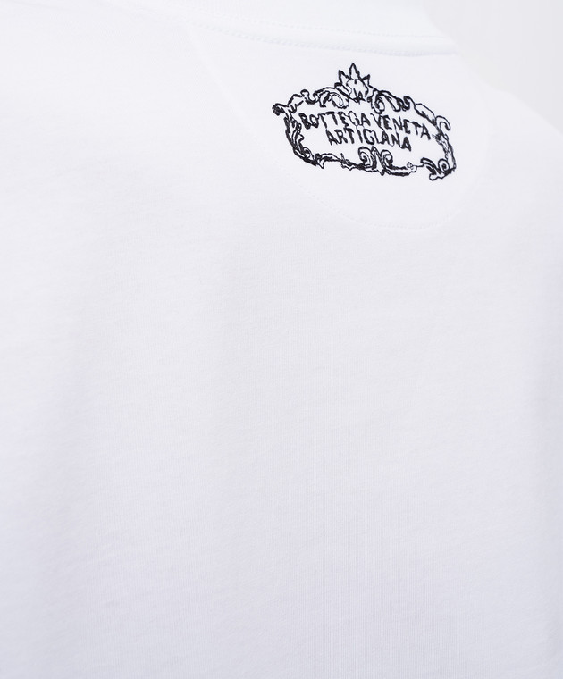 Bottega Veneta Белая футболка с вышивкой логотипа 868109V6GI0 изображение 5