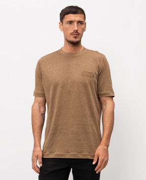 Stefano Ricci Коричнева футболка з льону K919071G10T26205