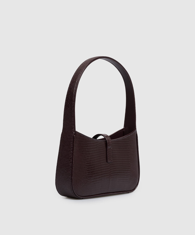 Saint Laurent Бордова шкіряна глянцева сумка LE 5À7 з тисненням під шкіру рептилії 710318EABAN зображення 3