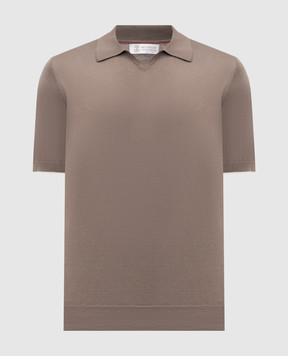 Brunello Cucinelli Коричневое поло из хлопка M29800145