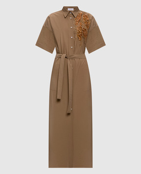 Brunello Cucinelli Коричнева сукня-сорочка з паєтками M0F79AHD91