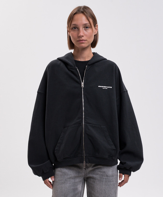 Alexander Wang Чорна спортивна куртка з фактурним логотипом UCC4262312 зображення 3